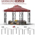 10x10 Canopy Replacement Top Double Tiered Gazebo Cover for Yard, Patio & Garden Durable Sunshade Replacement (Red with lace)