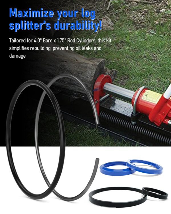 Hydraulic Log Splitter Cylinder Rebuild Seal Kit for 4.0"Bore x 1.75" Rod Cylinder, Dirty Hands Tools Huskee Log Splitter Parts Hydraulic Cylinder Rebuild Kit (Pack of 11)