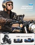 JOYROOM Motorcycle Phone Mount Holder - [Dual Vibration Dampener] 150mph Anti-Shock Phone Holder for Motorcycle [Upgrade Metal Handlebar Clamp] - Bicycle Bike Phone Holder Mount for 4.7-7" Cell Phones