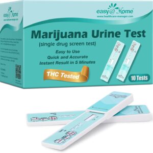 Easy@Home Marijuana Drug Test Kit for Urine - THC Tests for Home Use (10 Pack), Weed Detox Testing Kits with 50 ng/ml Cutoff Level, #EDTH-114