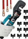 AMZCNC Hydraulic Crimping Tool with 9 Sets of American Standard Dies Battery Terminal Crimper Battery Cable Crimper (Standard US 12 AWG to 2/0 AWG)