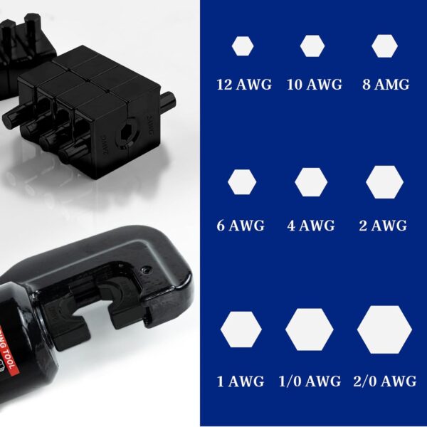 AMZCNC Hydraulic Crimping Tool with 9 Sets of American Standard Dies Battery Terminal Crimper Battery Cable Crimper (Standard US 12 AWG to 2/0 AWG)