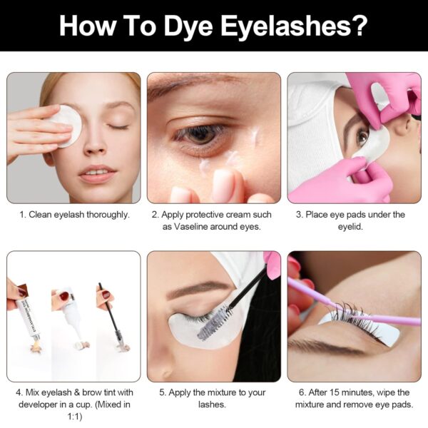 Lash Color Kit Eyelash and Eyebrow Color Set Black with Natural Effects Waterproof Brow Color with Gentle Ingredients Easy to Use for Salon & Home 7ml