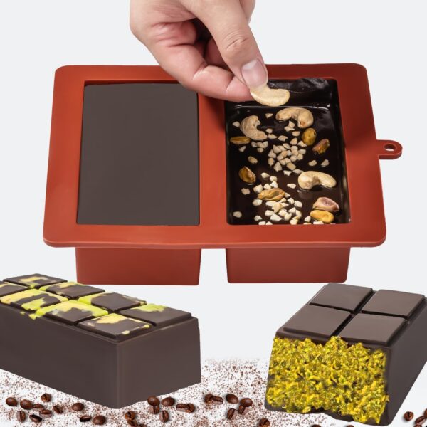 Chocolate Mold - Deep Dubai 2 Inch Pistachio Silicone Thick Mold for Stuffed Bar, Large Candy Bar Mold for Filling