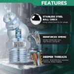 240PCS Grease Fittings Assortment,SAE & Metric Zerk Grease Fittings Straight 45 90 Degree with Wrench Kit(7-11mm) for Grease Gun