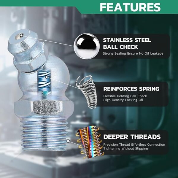 240PCS Grease Fittings Assortment,SAE & Metric Zerk Grease Fittings Straight 45 90 Degree with Wrench Kit(7-11mm) for Grease Gun