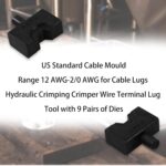 AMZCNC Hydraulic Crimping Tool with 9 Sets of American Standard Dies Battery Terminal Crimper Battery Cable Crimper (Standard US 12 AWG to 2/0 AWG)