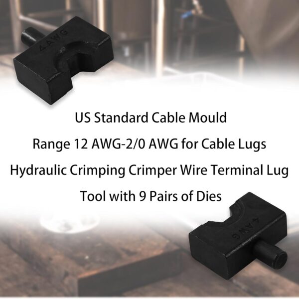 AMZCNC Hydraulic Crimping Tool with 9 Sets of American Standard Dies Battery Terminal Crimper Battery Cable Crimper (Standard US 12 AWG to 2/0 AWG)