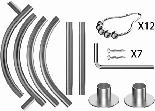 Aluminum Alloy Oval Shower Curtain Rod Hoop Square Shape Bathroom Rod for Clawfoot Tub Free Standing Tubs (Silver: L 43.3, W 25")