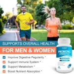Probiotics 120 Billion CFUs 18 Strains, 3 Prebiotics & Digestive Enzymes for Men Women,Digestive & Immune Support,Shelf Stable Non-GMO 60 Capsules