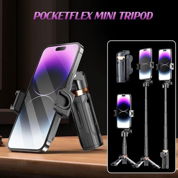 2025 New Pocket Flex Portable Selfie Stick,Pocketflex Mini Tripod,Flipping Flexible Tripod Mini JJ02,360°Pocket Flex Selfie Stick with Remote