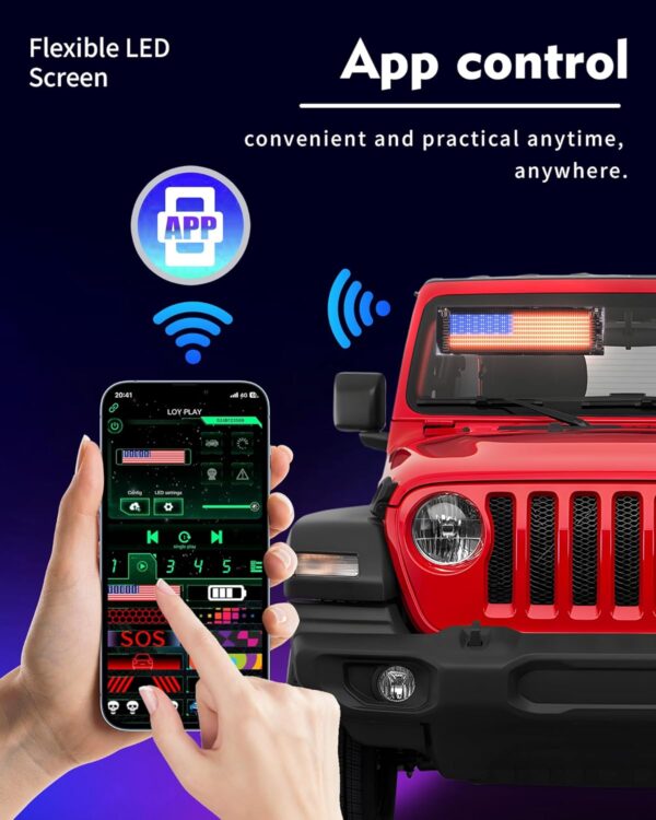 Devil's Eye 2pcs:14"x4.3" Programmable ojos led para carro Windshield Display for Sedans, SUVs & Medium Trucks - USB-Powered LED Matrix Panel