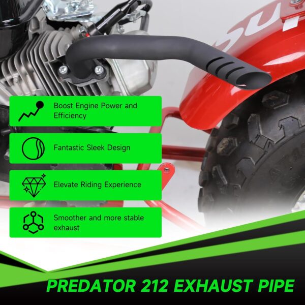 212cc Exhaust Pipe Kit Compatible with Predator 212 196cc 224cc Coleman Mini Bike CT200U CT200U-EX BT200X KT196 Go Kart Baja Warrior GX160 GX200 OHV Clone Engine Parts w/Valve Springs (Black)