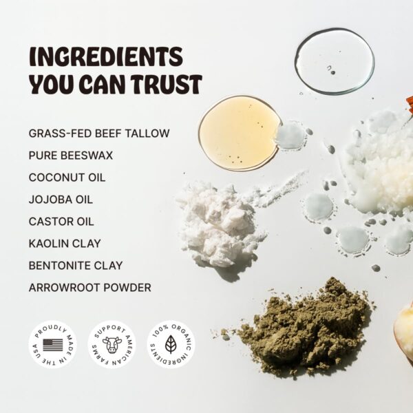 Earth Wave All Natural Tallow Hair Clay - Premium Hair Styling Clay - Organic Ingredients - Zero Toxins - American Made - Perfect for everyday use - Medium Hold & Natural Finish – 2.5 oz