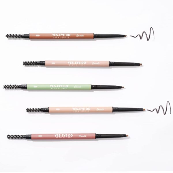 Eyebrow Pencil Brown, Ultra Slim Micro Eyebrow Filler Pen with Spoolie, Waterproof Precision Brow Pencil with Double Head for Brow Laminaion, Create Flawless & Natural Brows, Chestnut, YES.EYE DO
