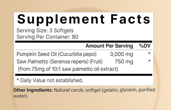 NatureBell Virgin Pumpkin Seed Oil 3,000mg Per Serving with Saw Palmetto, 240 Softgels | Cold Pressed – Rich in Omega 6 & 9 Essential Fatty Acids – Prostate & Bladder Supplements, Non-GMO