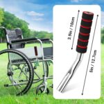 2 Pcs Wheelchair Brake Extenders, 5 Inch Anti-Slip Brake Extension Handles Replacement for Wheelchair Wheel Lock Grips, Transport Chair, Power Chair Accessories (Silver)