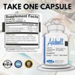 Addrell Energy Stimulant Pills- Natural Nootropic Brain Supplement Alternative Pill & Study Supplements Substitute to Elevate Mental Clarity for Women & Men OTC- 60 Mind Booster Capsules