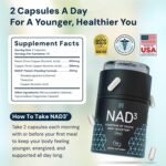 HPN NAD3 Clinical NAD+ Booster, Cellular Health & Natural Energy - NAD Supplement for Healthy Aging, Metabolic Support, NRF2 & Longevity, Nicotinamide Riboside & NMN Alternative, 60ct, 30-Day Supply