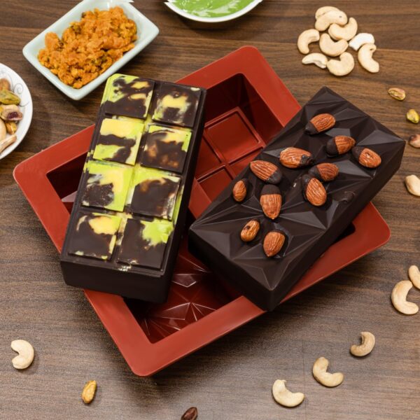 Chocolate Mold - Deep Dubai 2 Inch Pistachio Silicone Thick Mold for Stuffed Bar, Large Candy Bar Mold for Filling