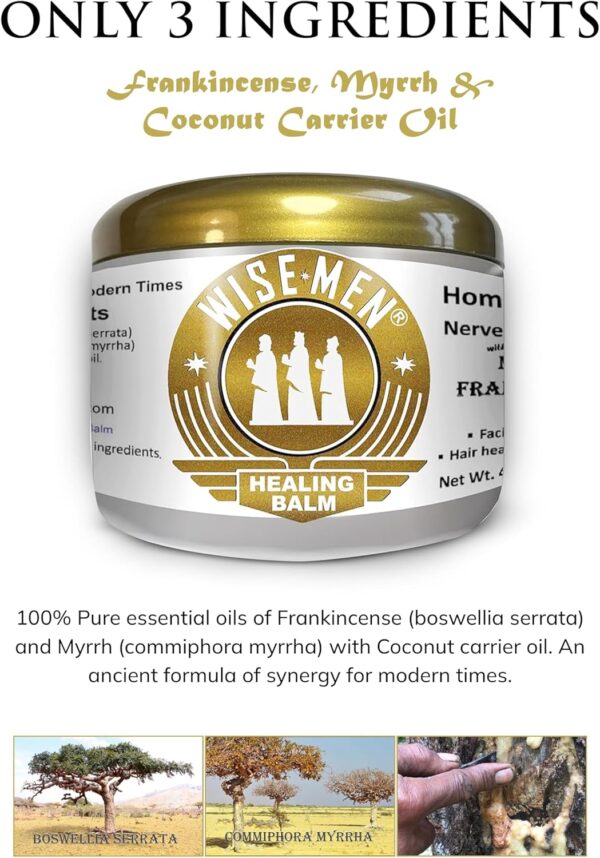Wise Men Healing Balm with Myrrh and Frankincense Essential Oils for Neuropathy, Sciatica and Nerve Pain Massage and Skin Moisturizing (Pack of 2)