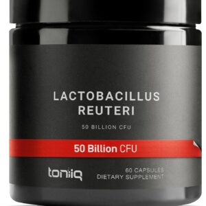 Toniiq 50 Billion CFU Lactobacillus Reuteri Probiotic 50mg per Serving - L Reuteri Probiotics - Highest CFU Count Lactobacillus Reuteri Probiotic - 60 Vegetarian Capsules - 60 Servings
