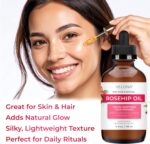 velona Rosehip Oil - 4 Fl Oz | 100% Pure and Natural Carrier Oil| Unrefined, Cold Pressed, Hexane Free | Moisturizing Face, Hair, Body, Skin Care, Stretch Marks, Scars…