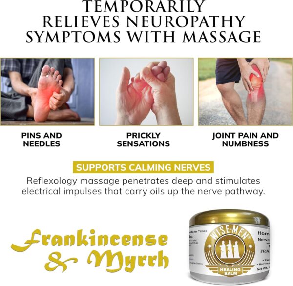 Wise Men Healing Balm with Myrrh and Frankincense Essential Oils for Neuropathy, Sciatica and Nerve Pain Massage and Skin Moisturizing (Pack of 2)