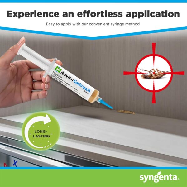 Advion Cockroach Gel Bait, 4 Tubes x 30-Grams, 4 Plunger and 4 Tips, German Roach Insect Pest Control, Indoor and Outdoor Use, Roach Killer Gel for American, German and Other Major Cockroach Species