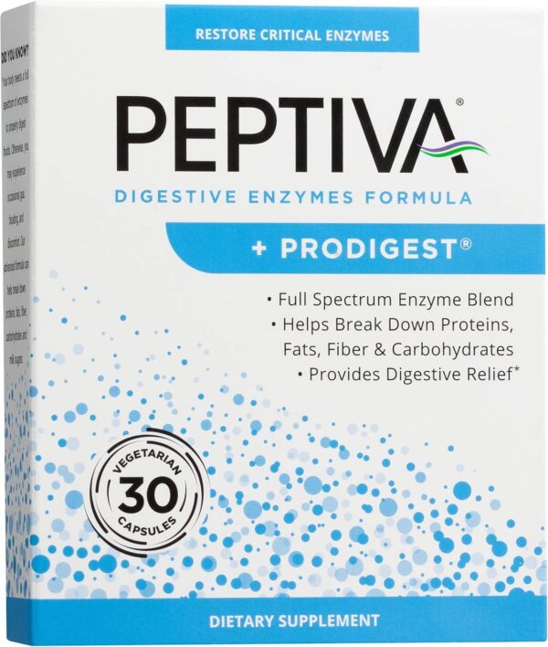 Peptiva Digestive Enzyme Supplement + ProDigest - Helps with Bloating, Gas, Constipation - 30 Count