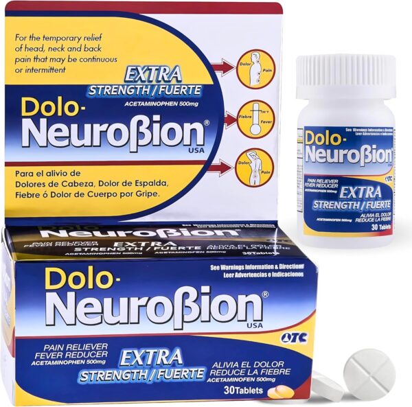 Dolo Neurobion 30 Tablets - Pain Reliever, Fever Reducer, Extra Strength, Fuerte, Alivia el Dolor, Reduce la Fiebre
