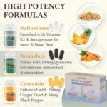 Spike Support Trio | Liposomal Nattokinase 8000 FU 500mg, Bromelain 1150 mg & Fermented Curcumin 1800 mg | High Potency, Enhanced Absorption Formula | for Immune, Heart & Circulatory| 60 Servings