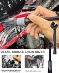 8 Pack Motorcycle Cleaning Kit - Professional Safe for Chrome/Engine/Tires, Hard Reach Brush, Microfiber Mitt, Detailing Tools, Drying Towel & Wax Applicators