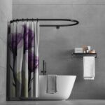 Aluminum Alloy Oval Shower Curtain Rod Hoop Square Shape Bathroom Rod for Clawfoot Tub Free Standing Tubs (Black)