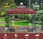 10x10 Canopy Replacement Top Double Tiered Gazebo Cover for Yard, Patio & Garden Durable Sunshade Replacement (Red with lace)