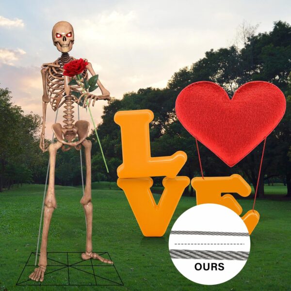 12 ft Skeleton Replacement Accessories - Replacement Coated Guy Wire Cable, Upgrade Stainless Steel Wire Repair Parts for 12ft Giant-Sized Skeleton Part U