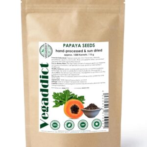 100% Natural Sun Dried Papaya Seeds | High Papain & Carpain (digestive enzymes) Content | No Additives | Vegan | Laboratory Tested | Gluten & Lactose Free | Ethycally sourced | (25g)