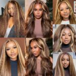 Highlight Kinky Straight Human Hair 3 Bundles P4/27 Bundles Unprocessed Brazilian Virgin Brown Bundles Human Hair Extensions 26 28 30 Inch Ombre 2 Tone Brown Mixed With Blonde Bundles Human Hair
