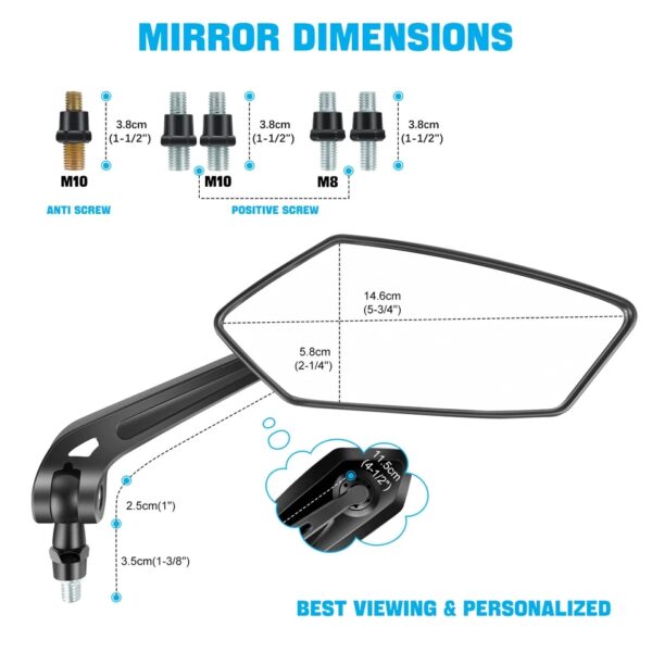 Pair Motorcycle Side Mirrors Rearview For Honda Rebel CMX 1100 250 300 450 500