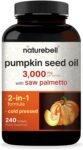 NatureBell Virgin Pumpkin Seed Oil 3,000mg Per Serving with Saw Palmetto, 240 Softgels | Cold Pressed – Rich in Omega 6 & 9 Essential Fatty Acids – Prostate & Bladder Supplements, Non-GMO