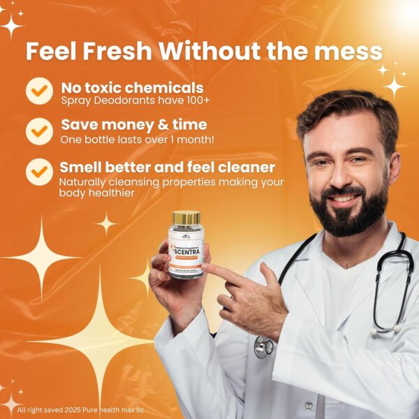 Scentra Deodorizing Supplement | Chlorophyll Capsules for Women and Men, Full Body Deodorant Pills | Natural Internal Odor Defeat Supplements, 60 Tablets for Breath, Underarm, Skin with Mint & Parsley