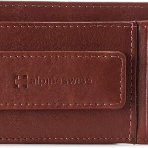 Alpine Swiss Harper Mens RFID Slim Money Clip Front Pocket Wallet Minimalist Leather ID Card Holder