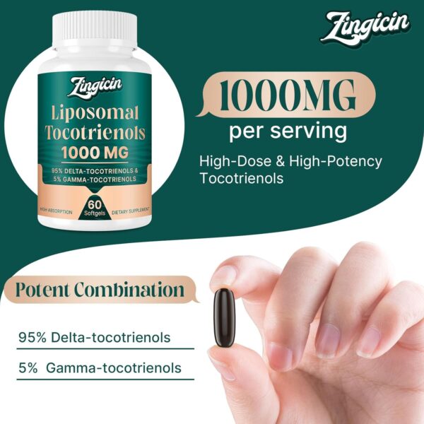 Vitamin E Tocotrienols - Liposomal Tocotrienols Supplement 1000mg, Highly Absorbable Delta Tocotrienol and Gamma Tocotrienol for Bone Health, and Antioxidant Support, 120 Softgels