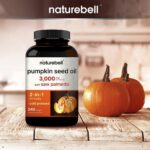 NatureBell Virgin Pumpkin Seed Oil 3,000mg Per Serving with Saw Palmetto, 240 Softgels | Cold Pressed – Rich in Omega 6 & 9 Essential Fatty Acids – Prostate & Bladder Supplements, Non-GMO