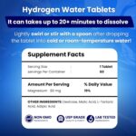 PHM Hydrogen Water Tablets for Drinking Water - H2 Molecular Tabs | Magnesium Pills, Electrolytes Hydration Supplement to Support Healthy Aging & Energy Boost | 90 Tablets, 3 Months Supply