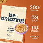 BE AMAZING Vegan Protein Powder, Brown Sugar Oatmeal, 20g Plant Based Protein with Prebiotic Fiber, Low Carb, Dairy and Gluten Free Shake Mix, No Added Sugar, 29.3 oz, 25 Servings