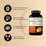 NatureBell Virgin Pumpkin Seed Oil 3,000mg Per Serving with Saw Palmetto, 240 Softgels | Cold Pressed – Rich in Omega 6 & 9 Essential Fatty Acids – Prostate & Bladder Supplements, Non-GMO
