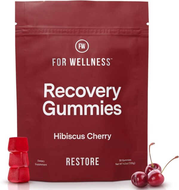 For Wellness Recovery Gummies Restore | Tart Cherry Energy Supplements with Electrolytes for Muscle Soreness, Post-Workout Performance & Recovery | Vegan, Non-GMO, 30 Count