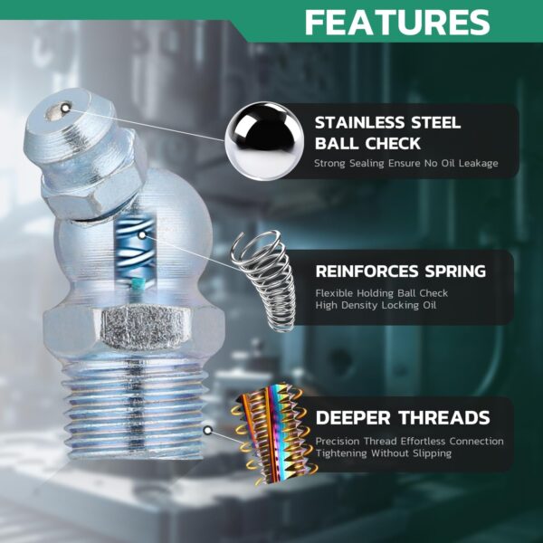 240PCS Grease Fittings Assortment,SAE & Metric Zerk Grease Fittings Straight 45 90 Degree with Wrench Kit(7-11mm) for Grease Gun