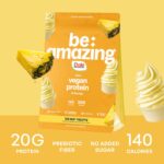 BE AMAZING Vegan Protein Powder, Dole Whip Pineapple, 20g Plant Based Protein with Prebiotic Fiber, Low Carb, Dairy and Gluten Free Shake Mix, No Added Sugar, 29.3 oz, 25 Servings